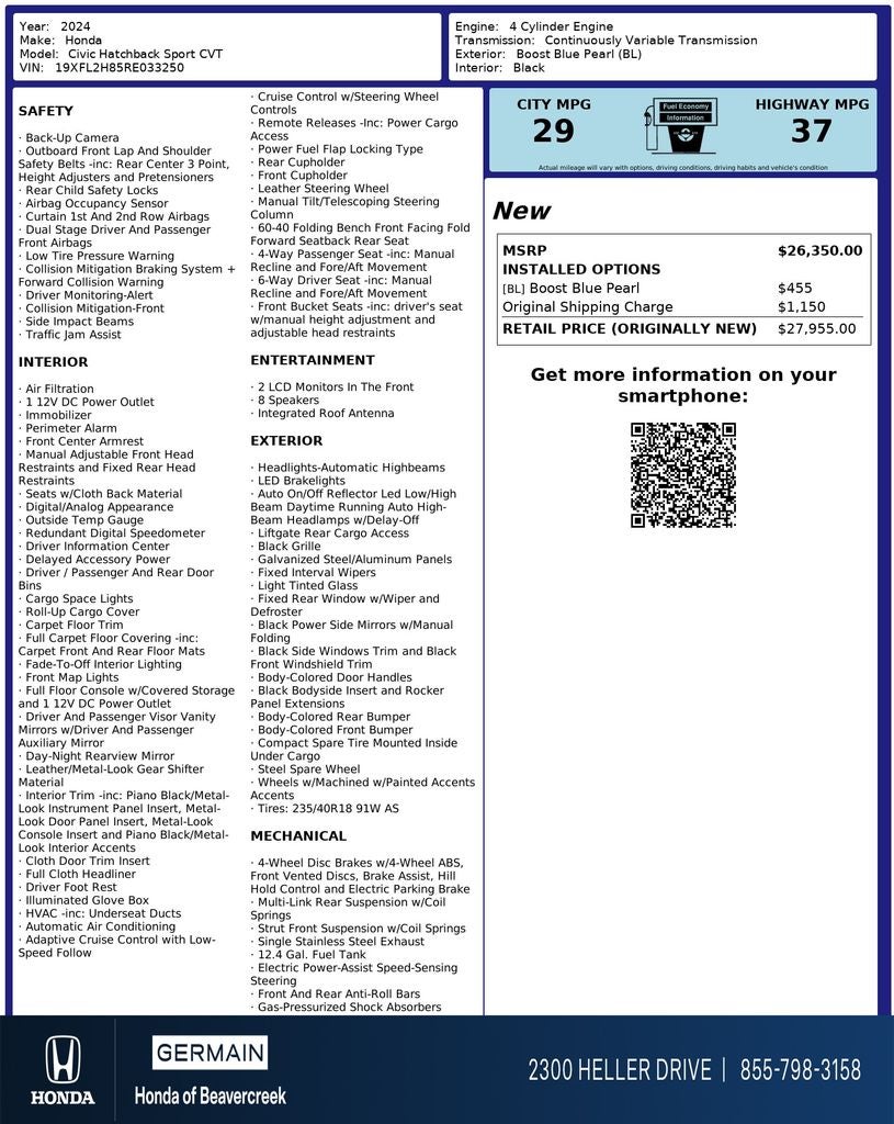 2024 Honda Civic Sport