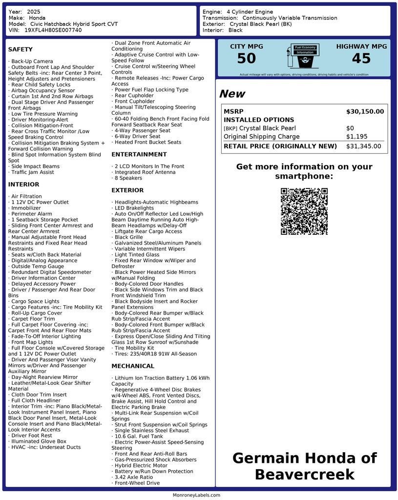 2025 Honda Civic Hybrid Sport