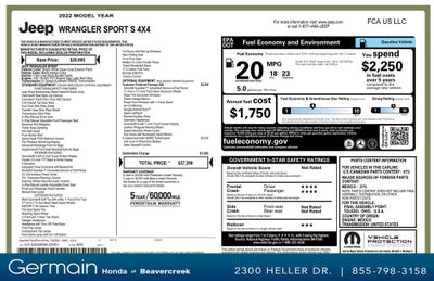 2022 Jeep Wrangler Sport S