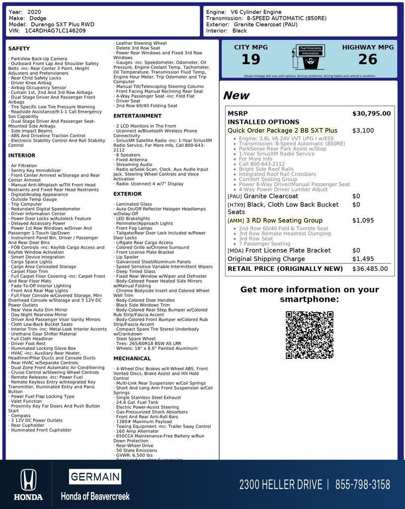 2020 Dodge Durango SXT Plus