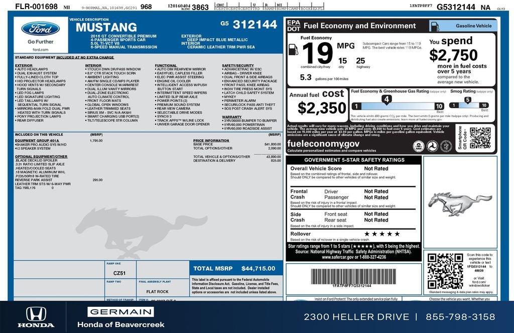 2016 Ford Mustang GT Premium