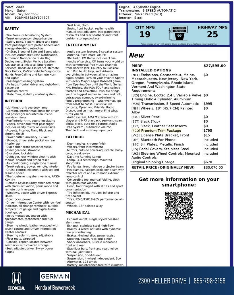 2009 Saturn Sky Base