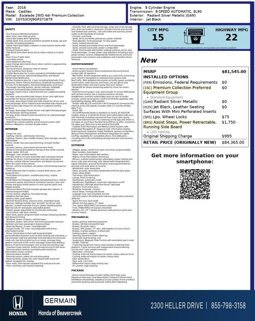 2016 Cadillac Escalade Premium