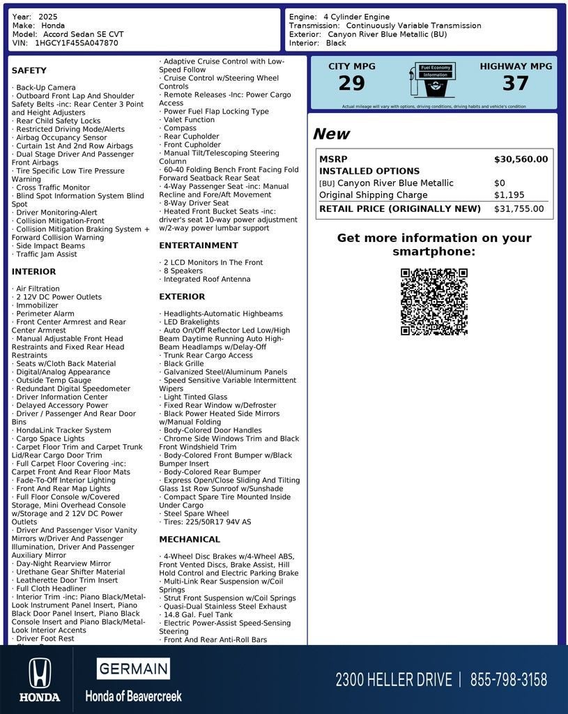 2025 Honda Accord SE