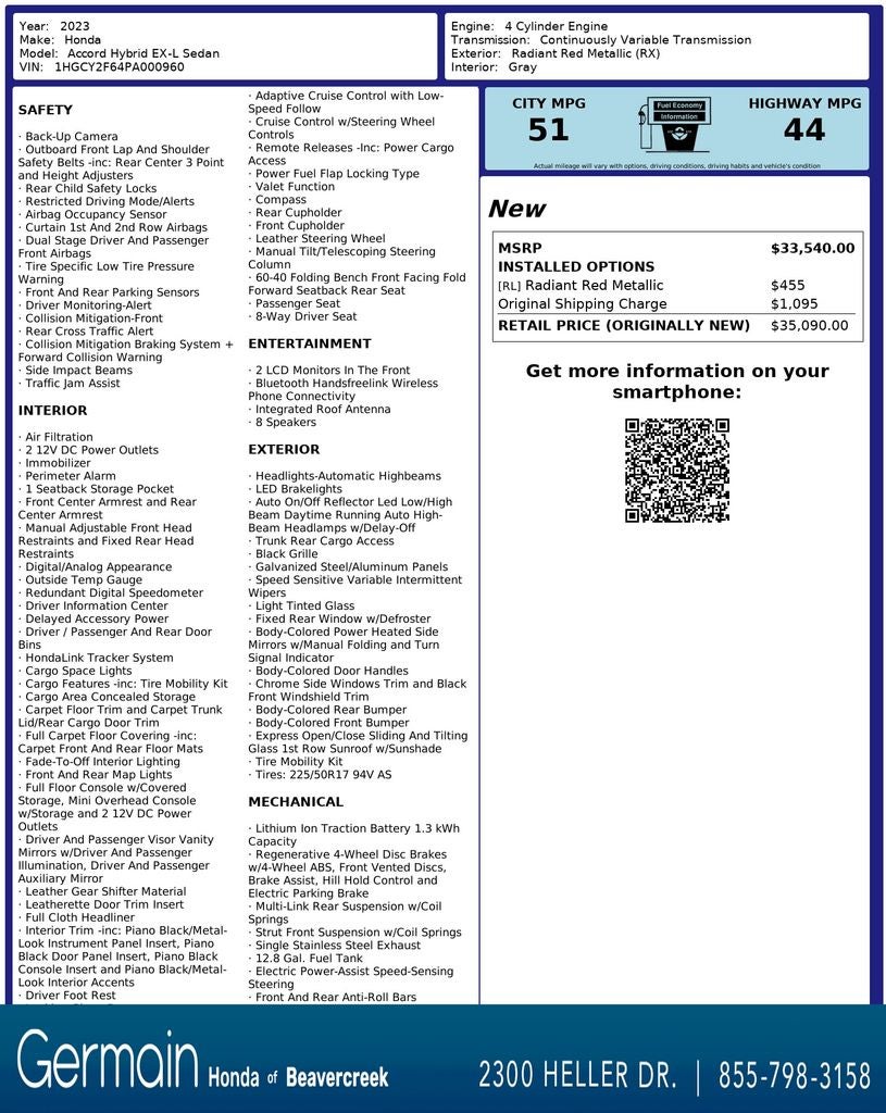 2023 Honda Accord Hybrid EX-L