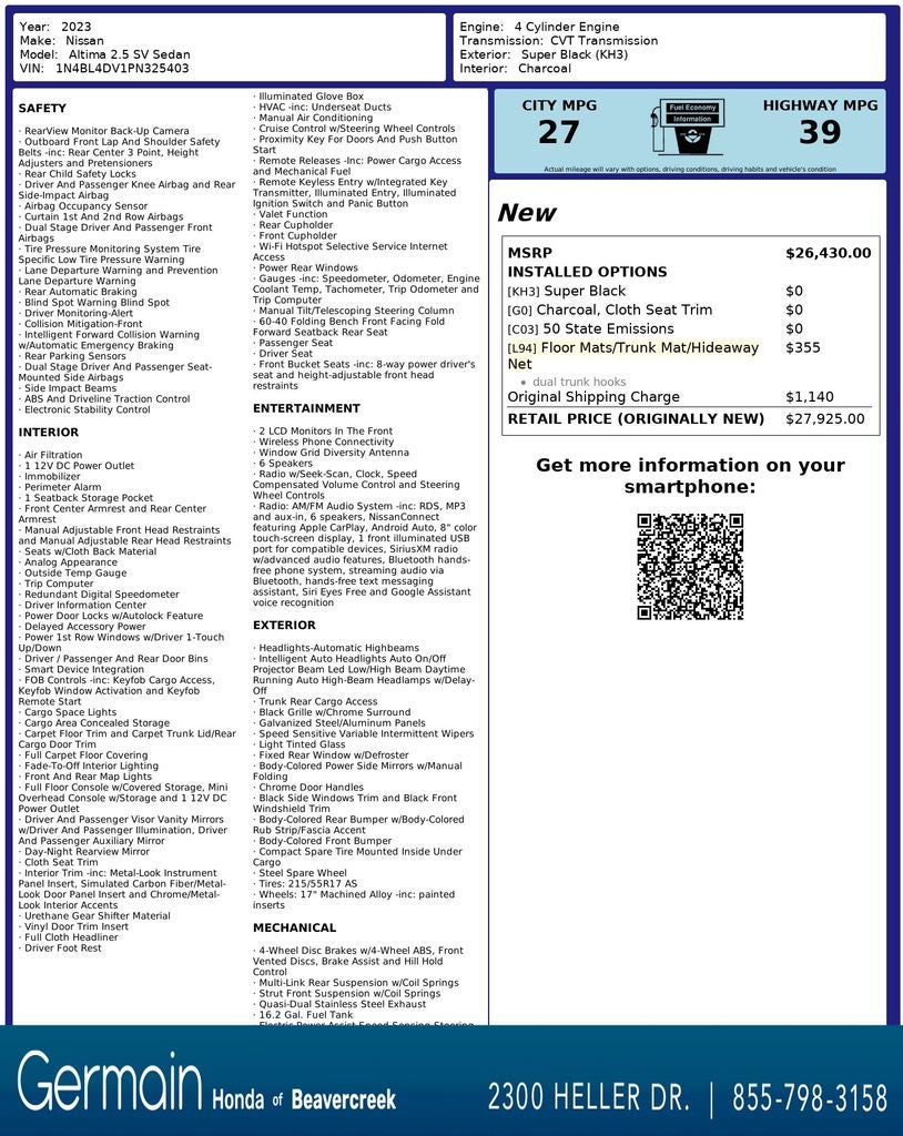 2023 Nissan Altima 2.5 SV