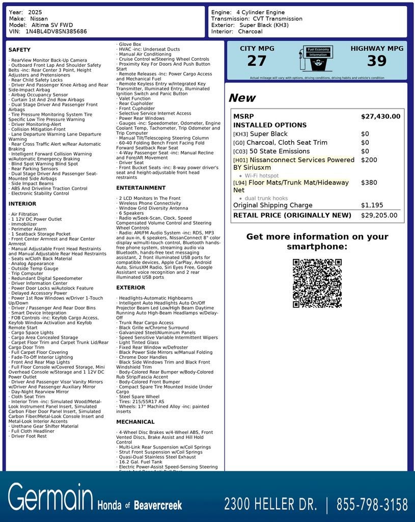 2025 Nissan Altima 2.5 SV