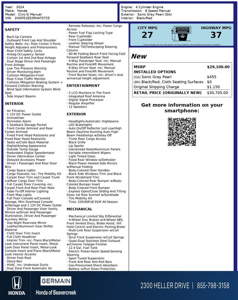 2024 Honda Civic Si Base