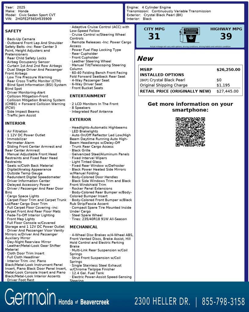 2025 Honda Civic Sport