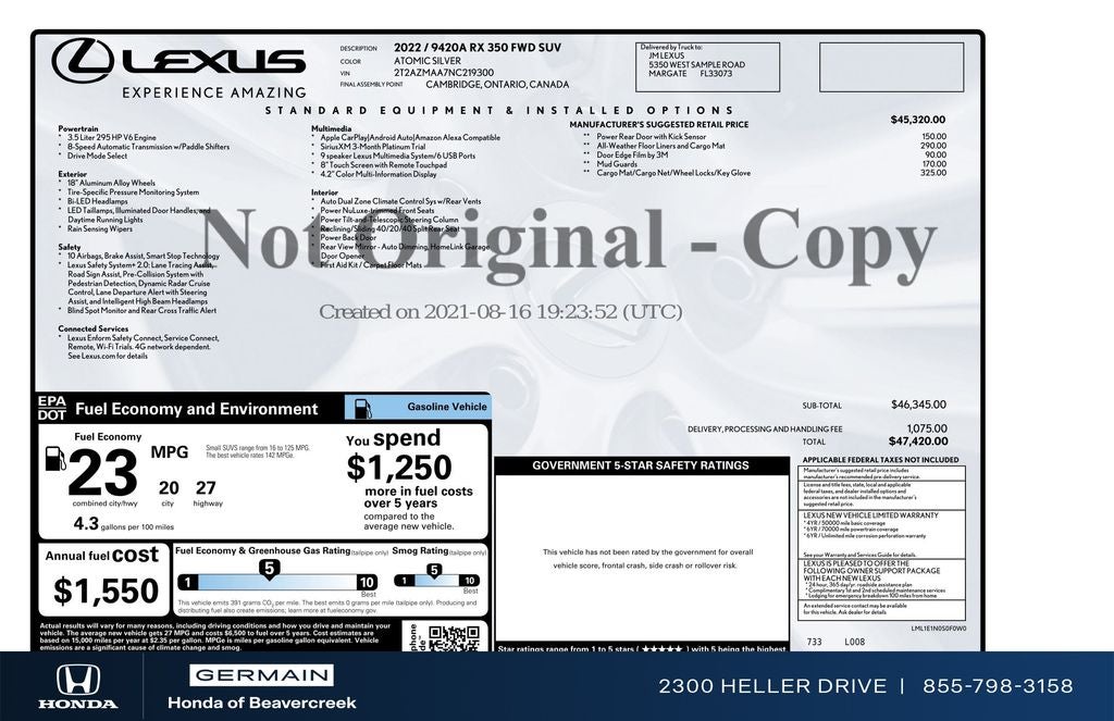 2022 Lexus RX 350