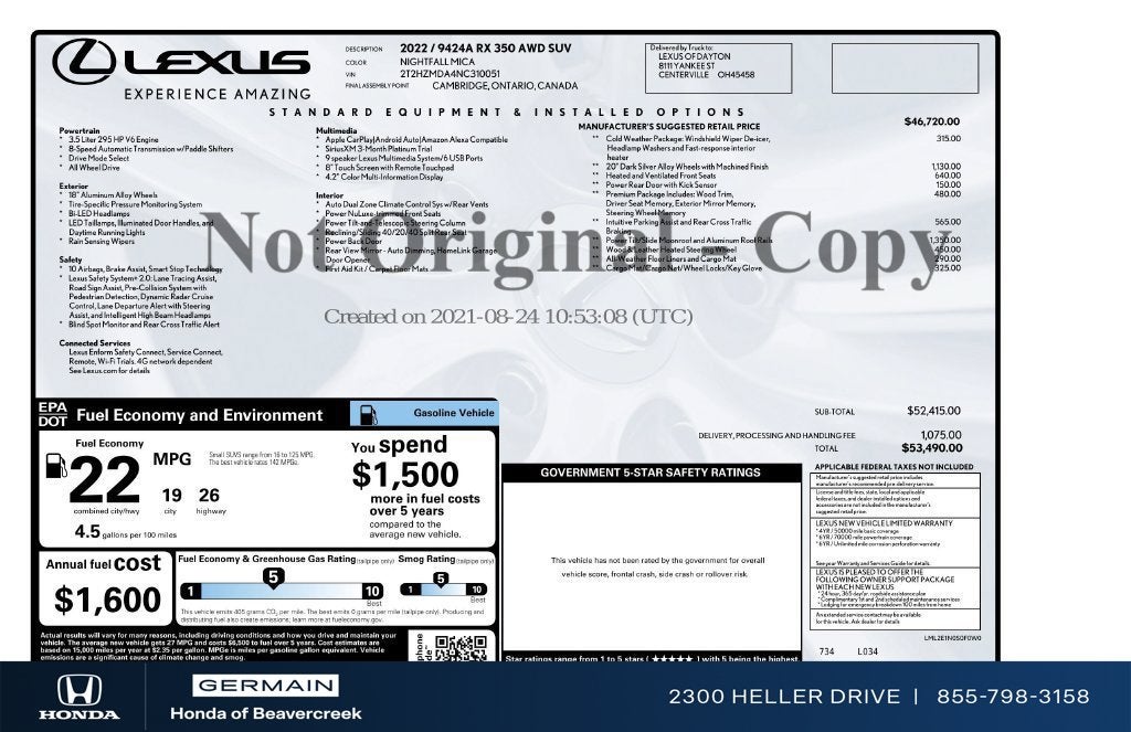 2022 Lexus RX 350