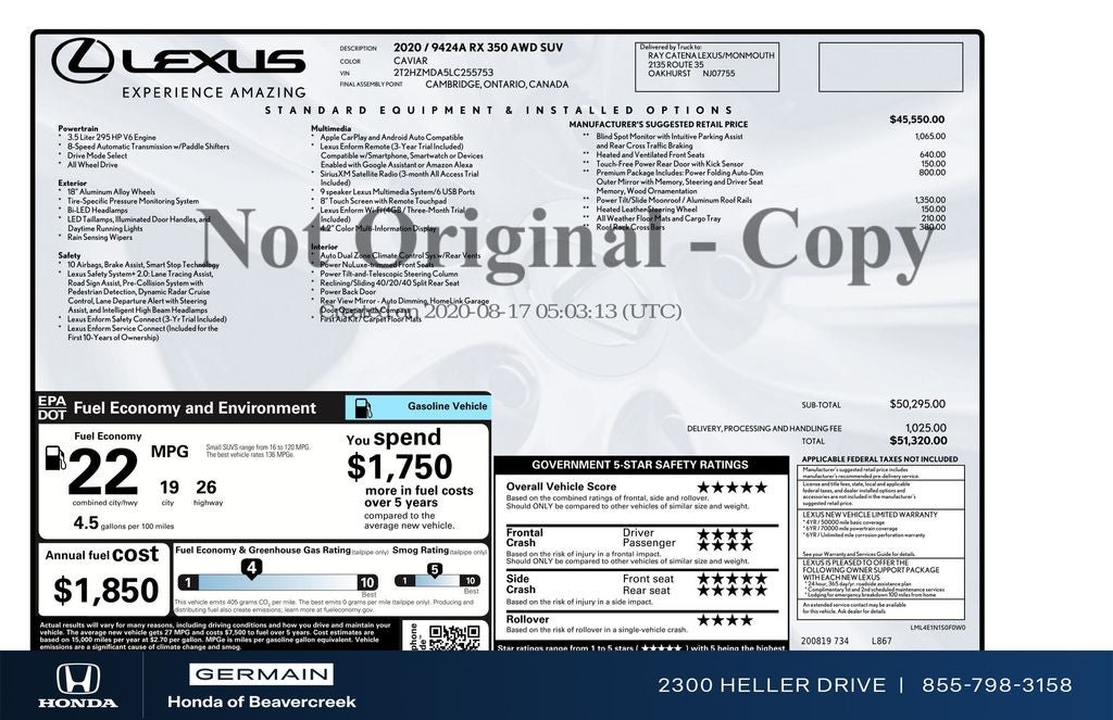 2020 Lexus RX 350