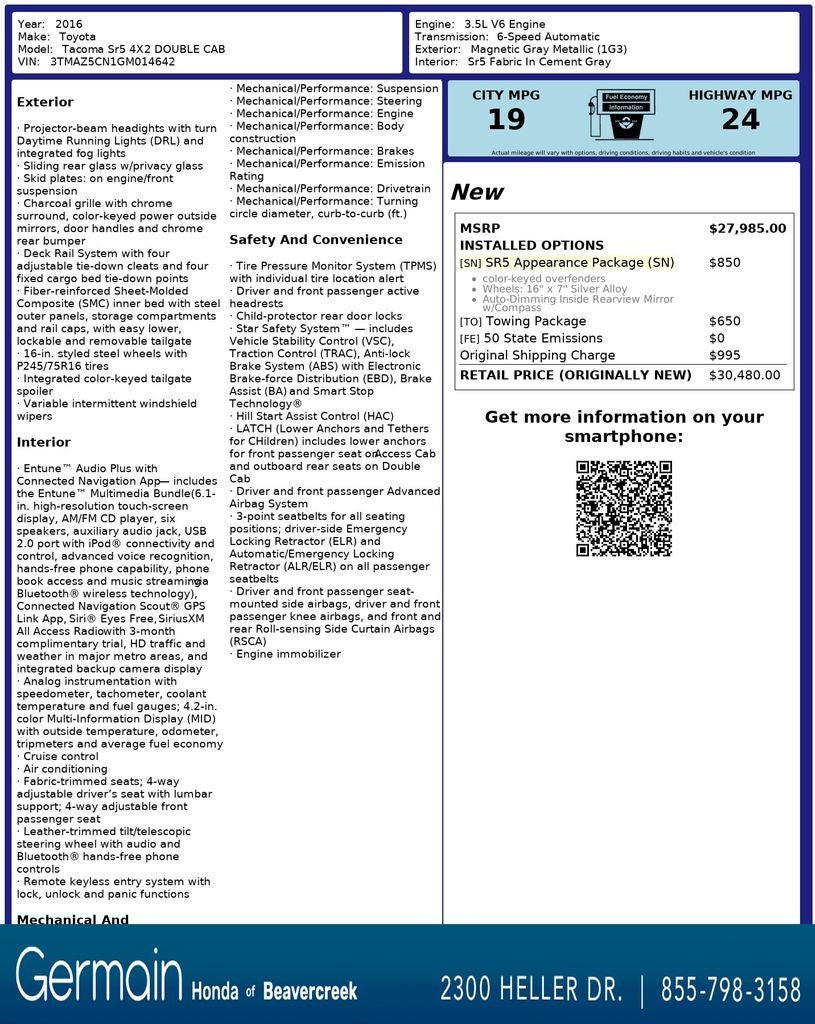 2016 Toyota Tacoma SR5 V6