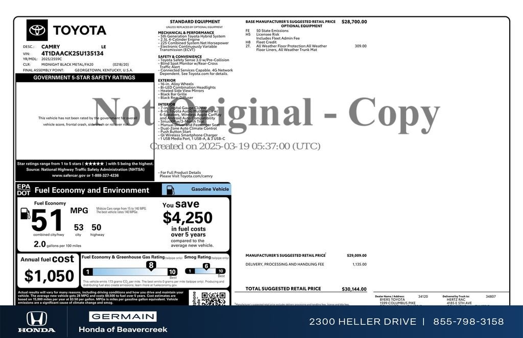 2025 Toyota Camry LE