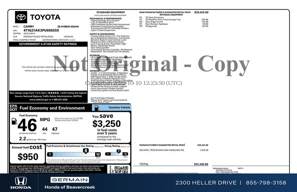 2023 Toyota Camry Hybrid SE