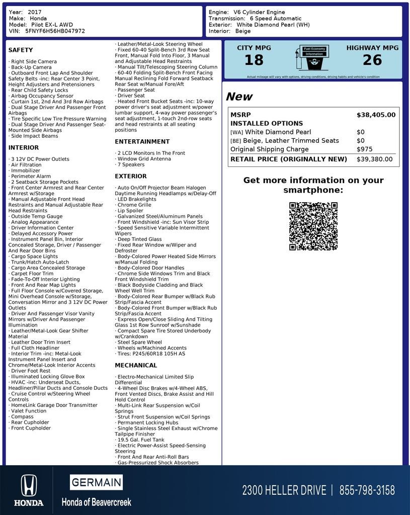 2017 Honda Pilot EX-L