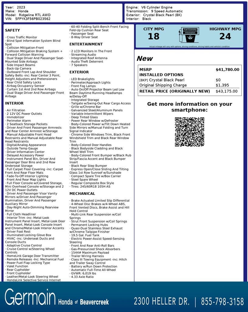 2023 Honda Ridgeline RTL