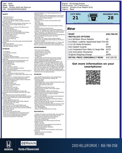 2016 Nissan Murano Platinum