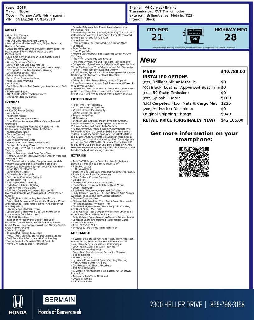 2016 Nissan Murano Platinum