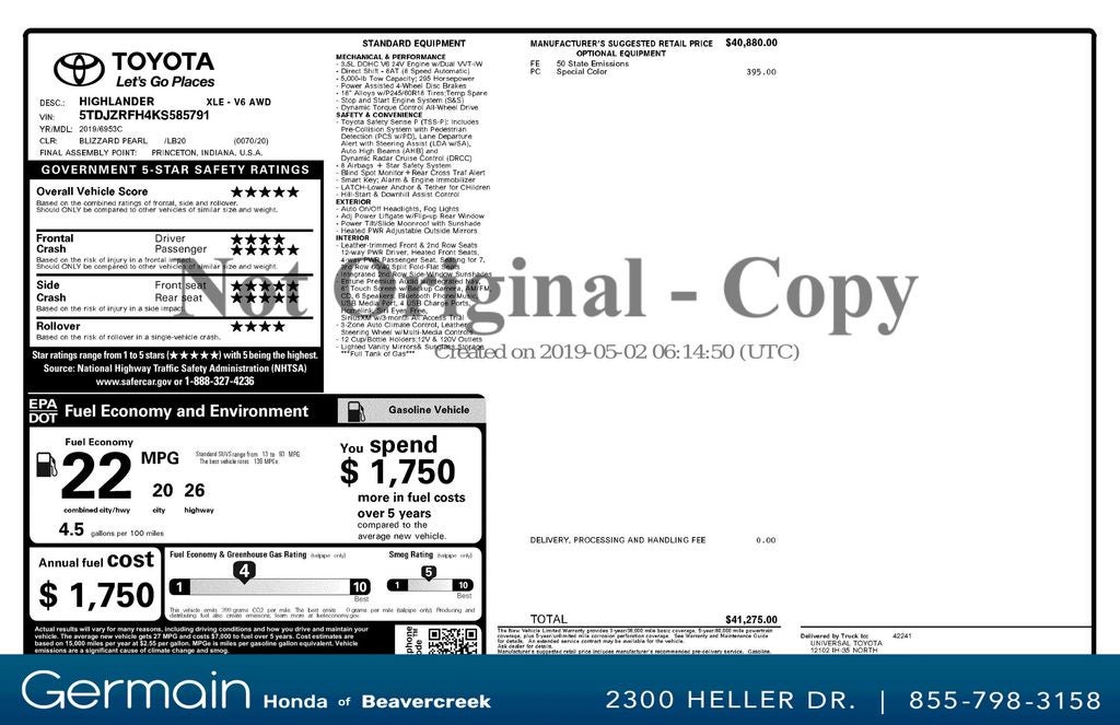 2019 Toyota Highlander SE