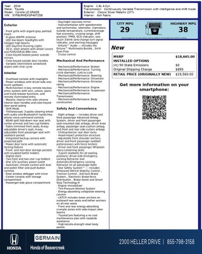 2016 Toyota Corolla LE