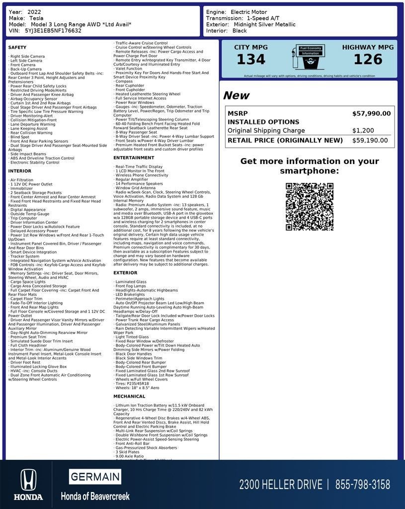 2022 Tesla Model 3 Long Range