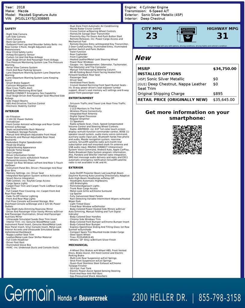 2018 Mazda Mazda6 Signature