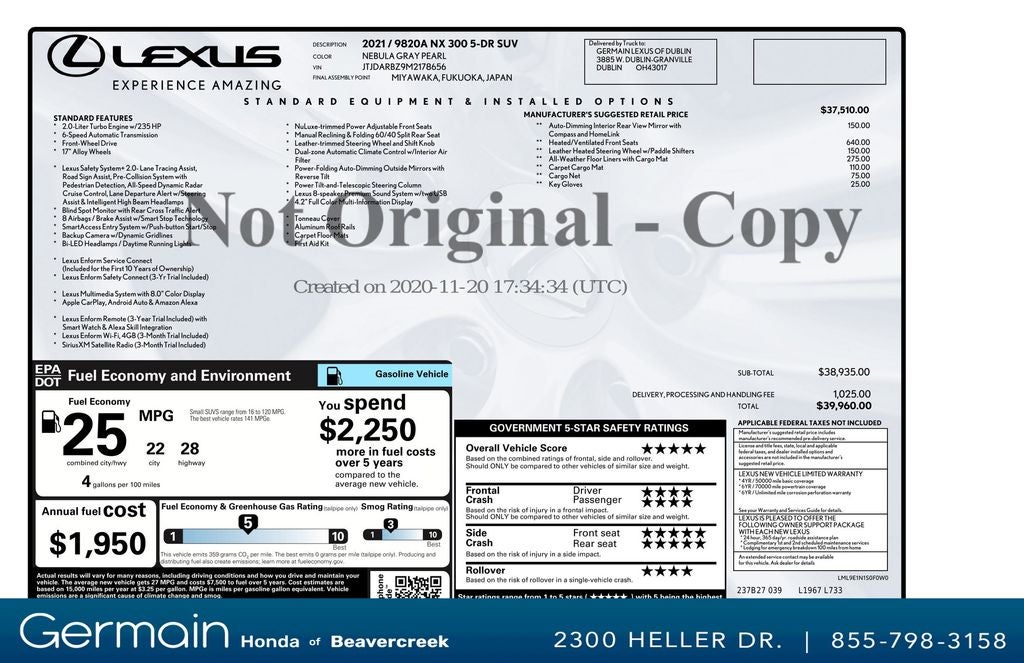 2021 Lexus NX 300 Base