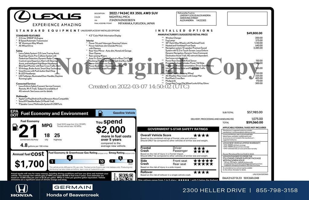 2022 Lexus RX 350L