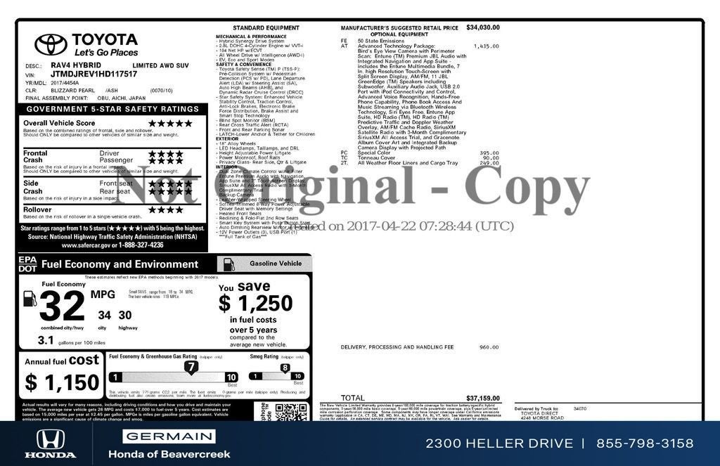 2017 Toyota RAV4 Hybrid Limited