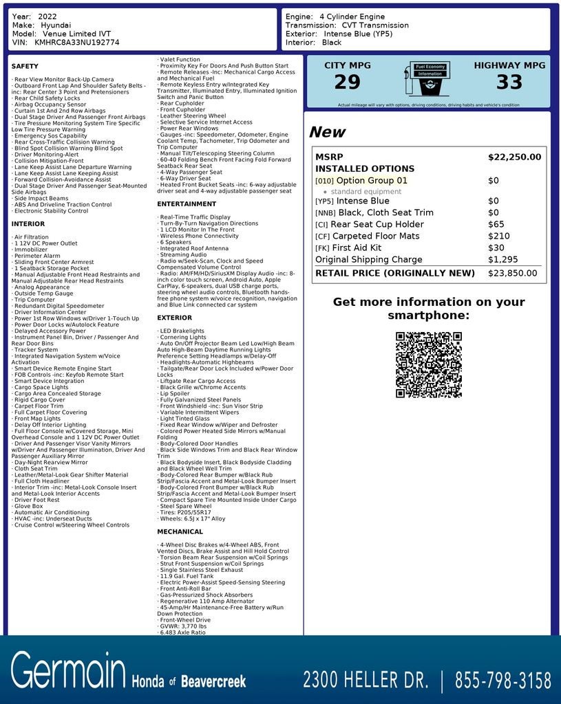 2022 Hyundai Venue Limited