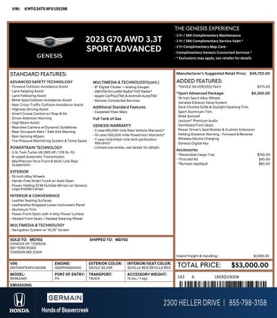 2023 Genesis G70 3.3T