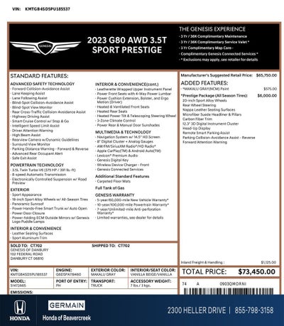 2023 Genesis G80 3.5T