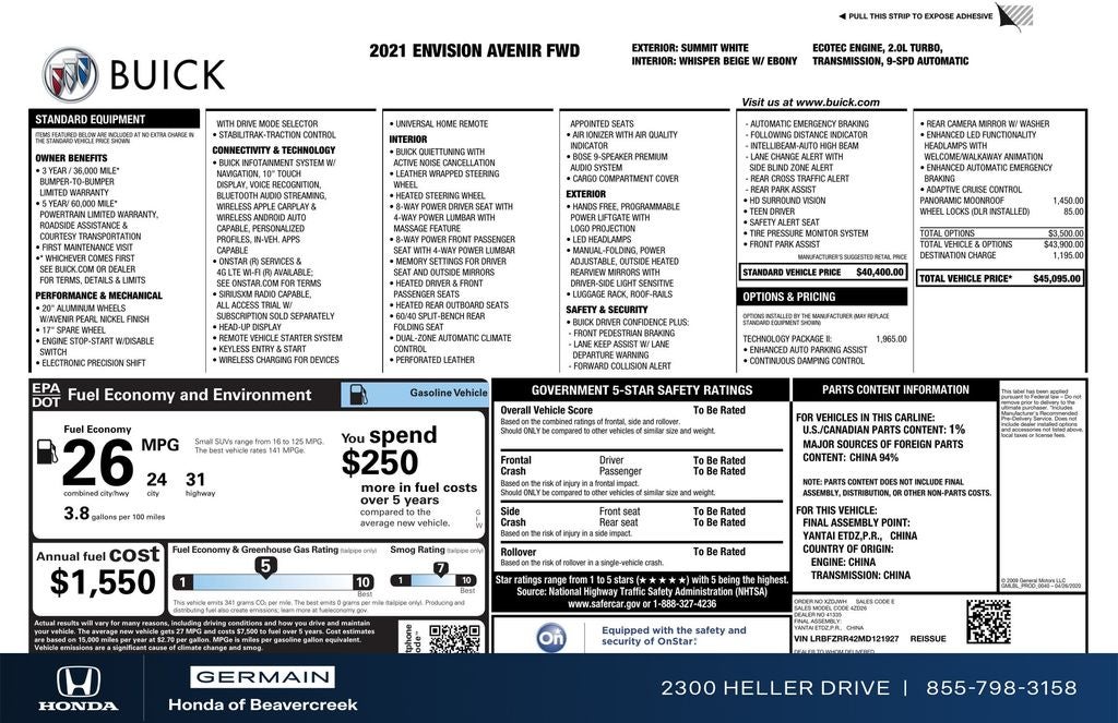 2021 Buick Envision Avenir