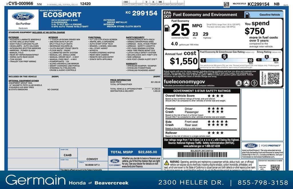2019 Ford EcoSport S