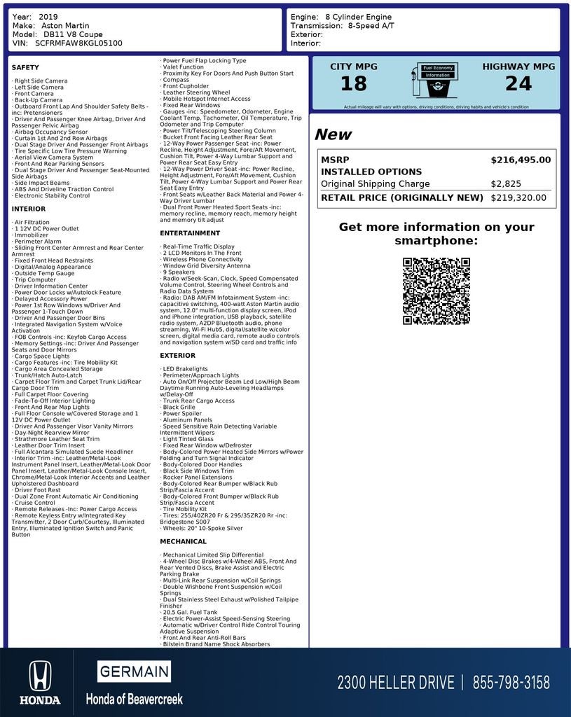 2019 Aston Martin DB11 Base