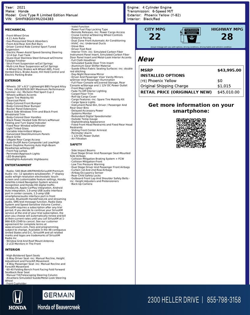 2021 Honda Civic Type R Limited Edition