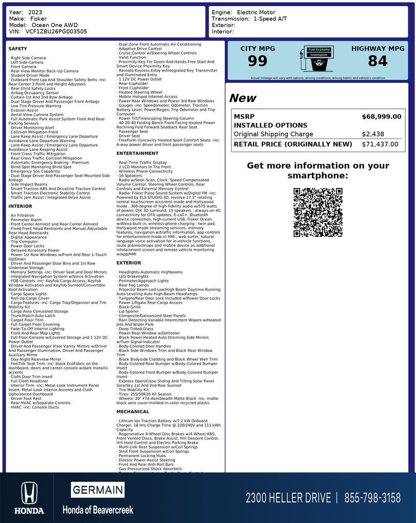 2023 Fisker Ocean One