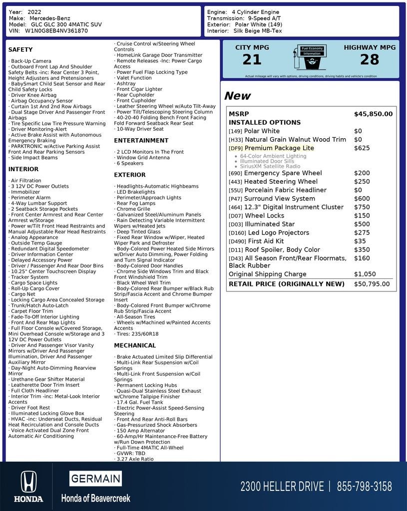 2022 Mercedes-Benz GLC GLC 300 4MATIC®