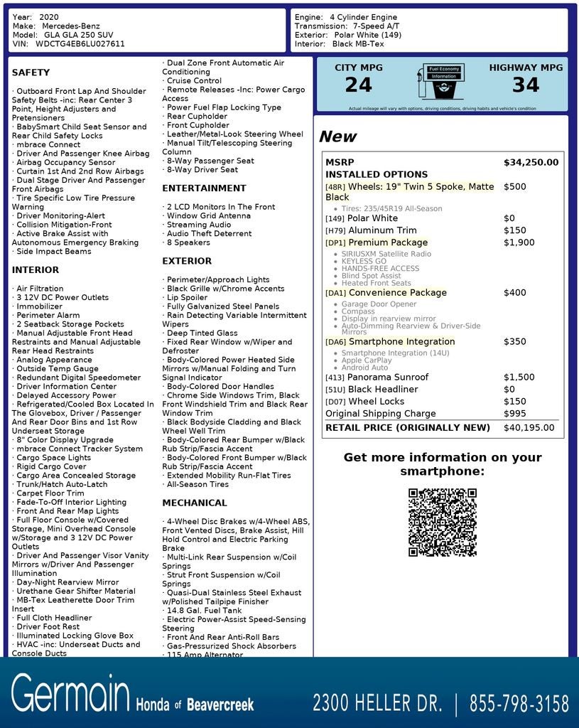 2020 Mercedes-Benz GLA GLA 250