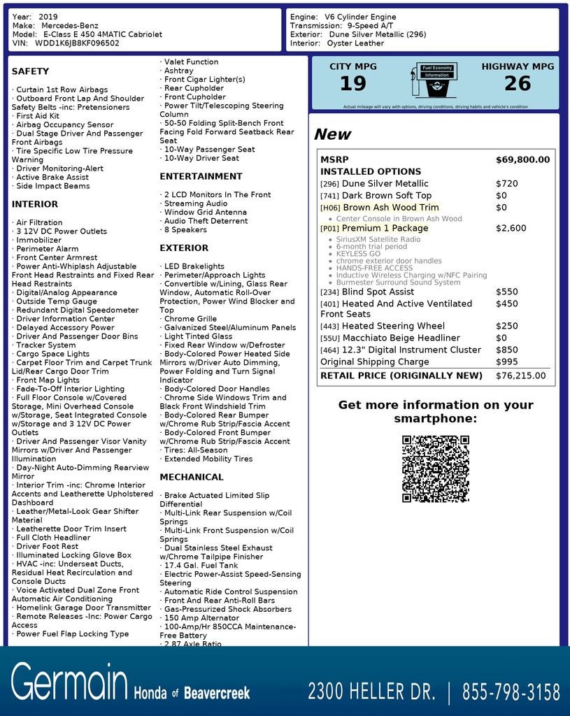 2019 Mercedes-Benz E-Class E 450 4MATIC®