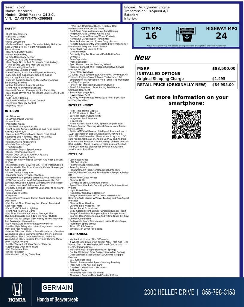 2022 Maserati Ghibli Modena Q4