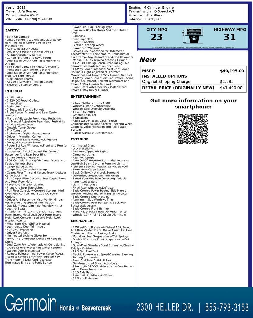 2018 Alfa Romeo Giulia Base