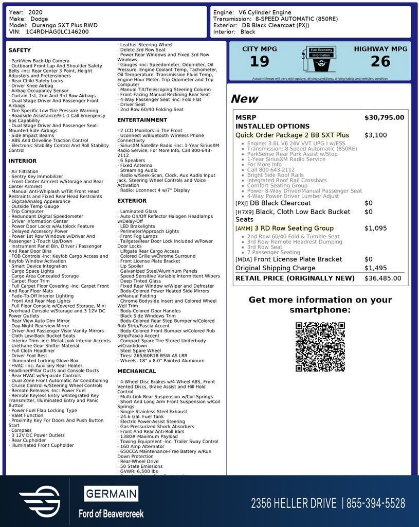 2020 Dodge Durango SXT Plus