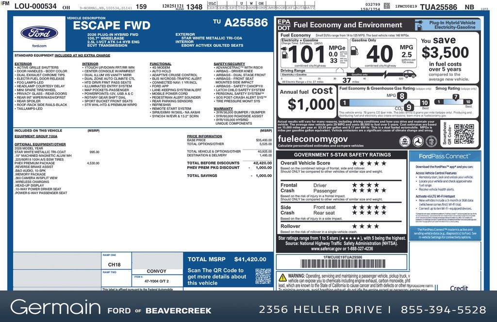 2026 Ford Escape Plug-In Hybrid Base
