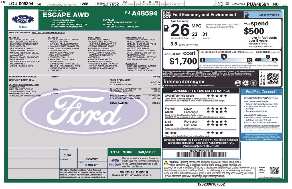 2023 Ford Escape Platinum