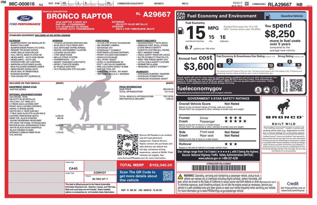2024 Ford Bronco Raptor
