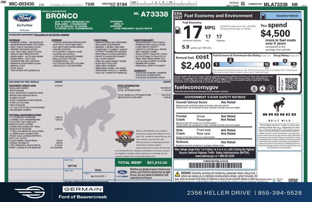 2021 Ford Bronco Badlands