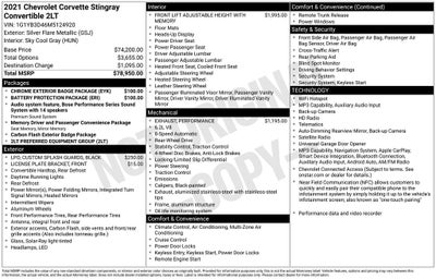 2021 Chevrolet Corvette Stingray 2LT