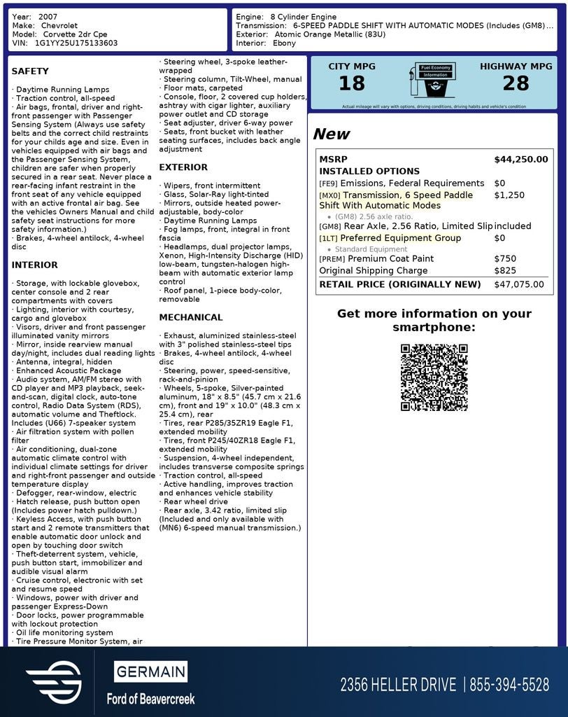2007 Chevrolet Corvette Base